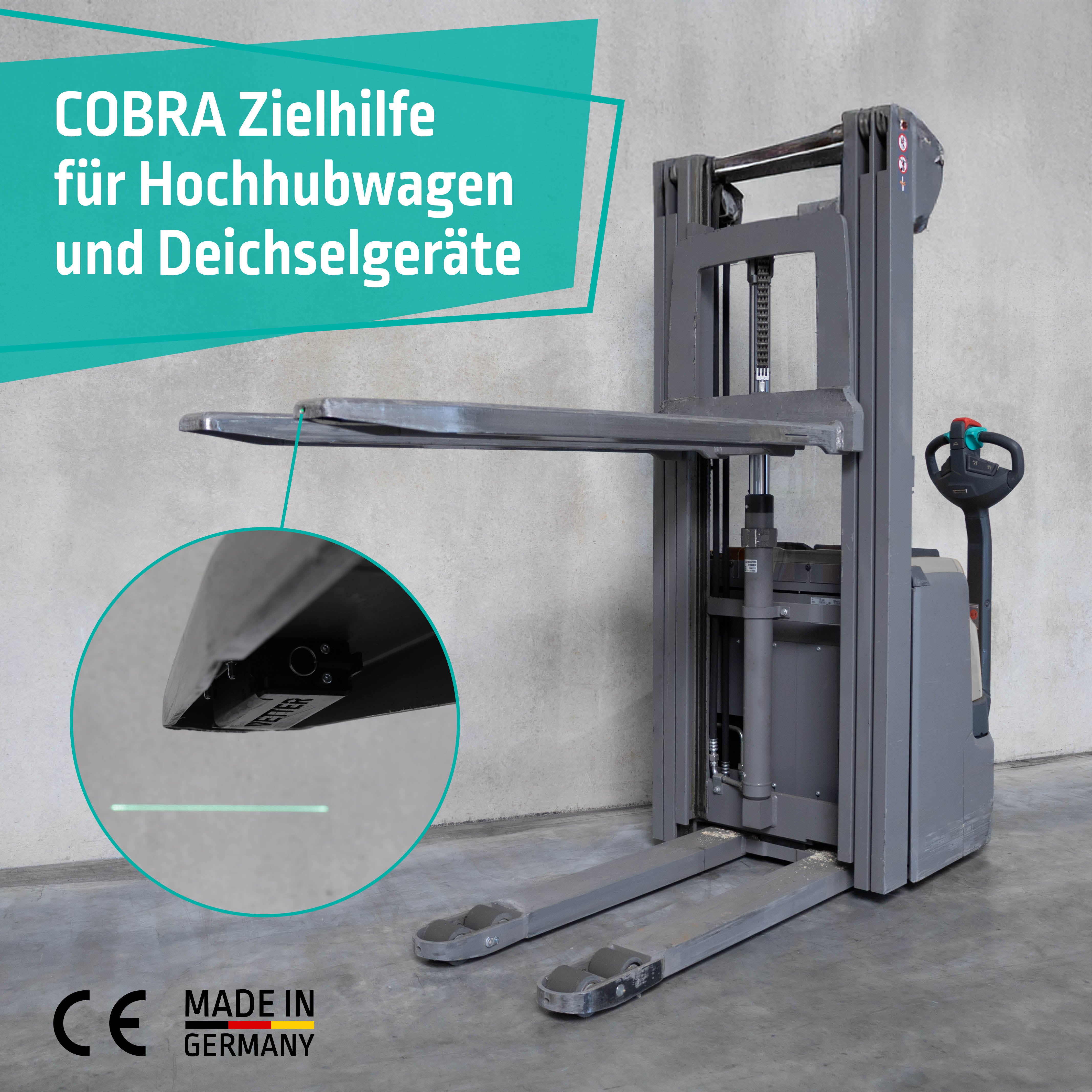 COBRA Zielhilfe am Hubwagen montiert