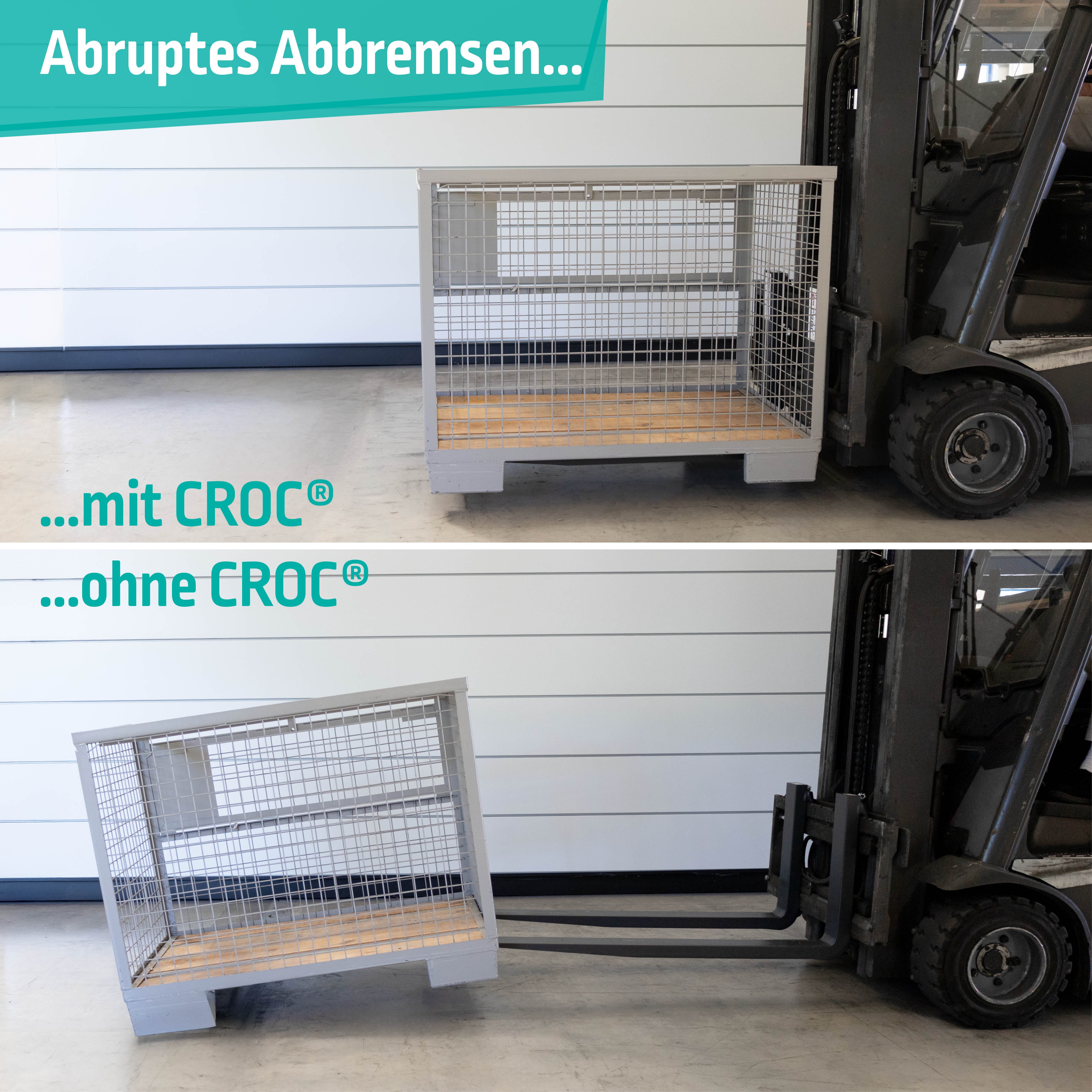 Vergleich Anti-Rutsch-Wirkung mit und ohne CROC Gabelzinken Beschichtung