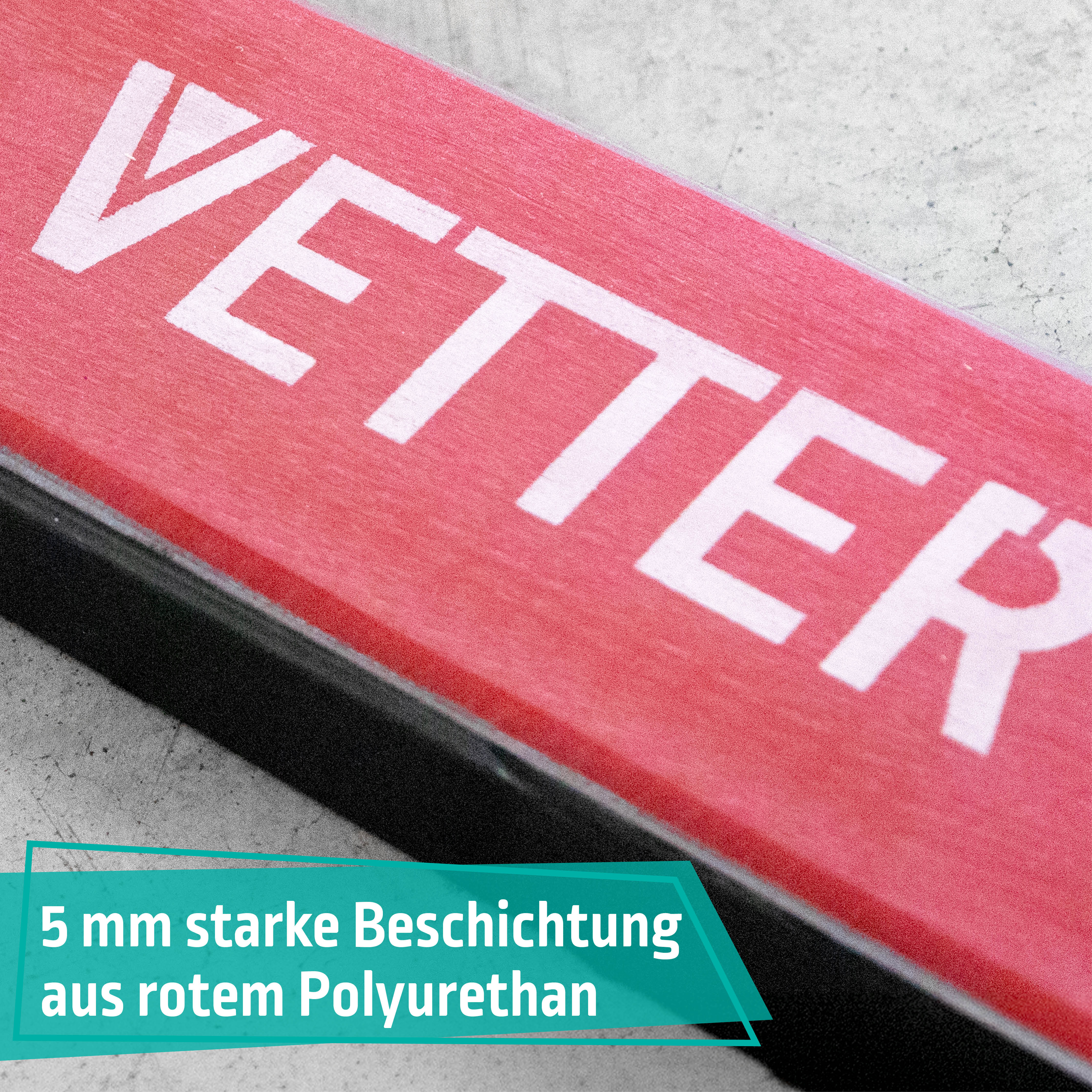 Detailansicht Beschichtung aus rotem Polyurethan