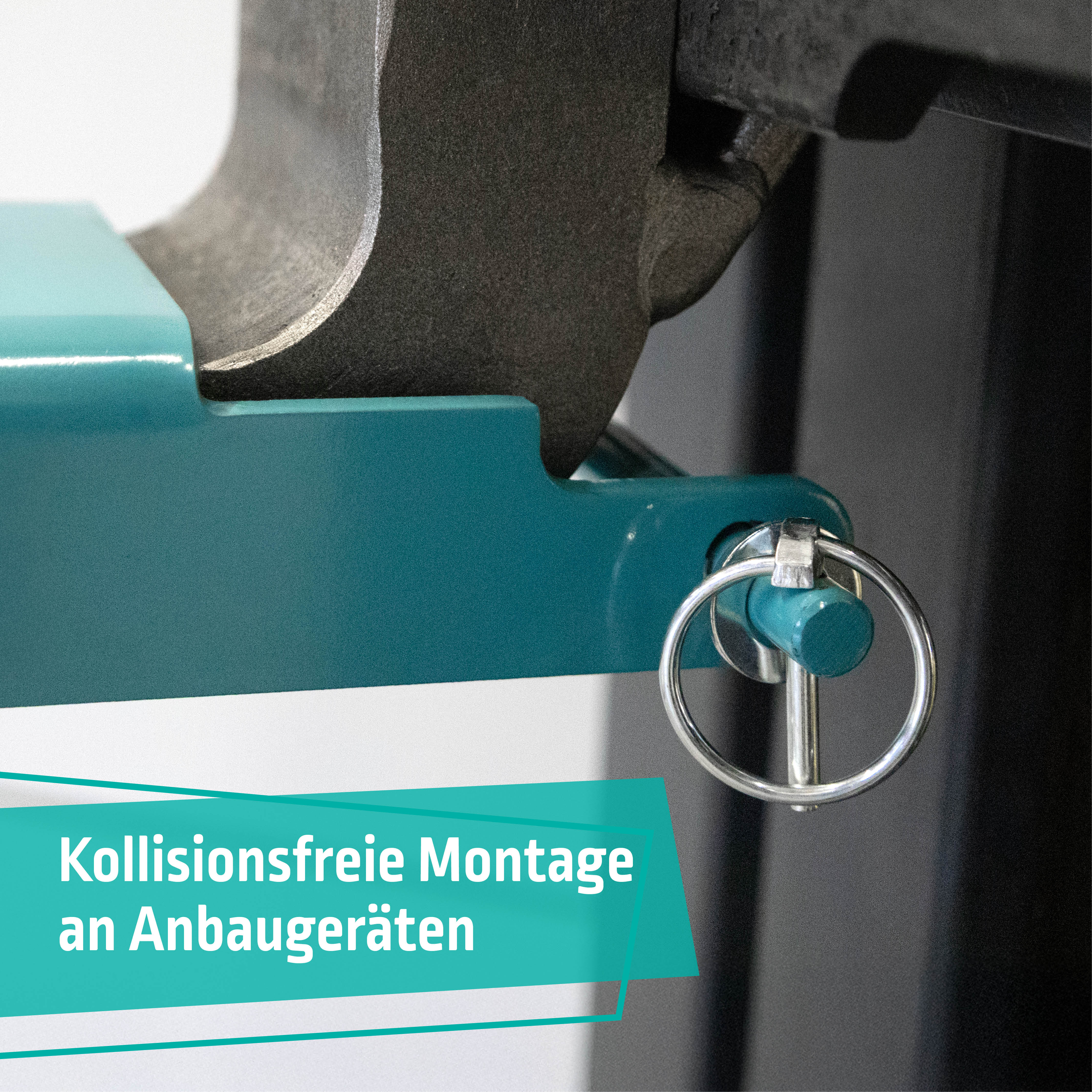 Gabelverlängerung Detailansicht Bolzen im Bereich Gabelzinke und Gabelstapler Anbaugerät