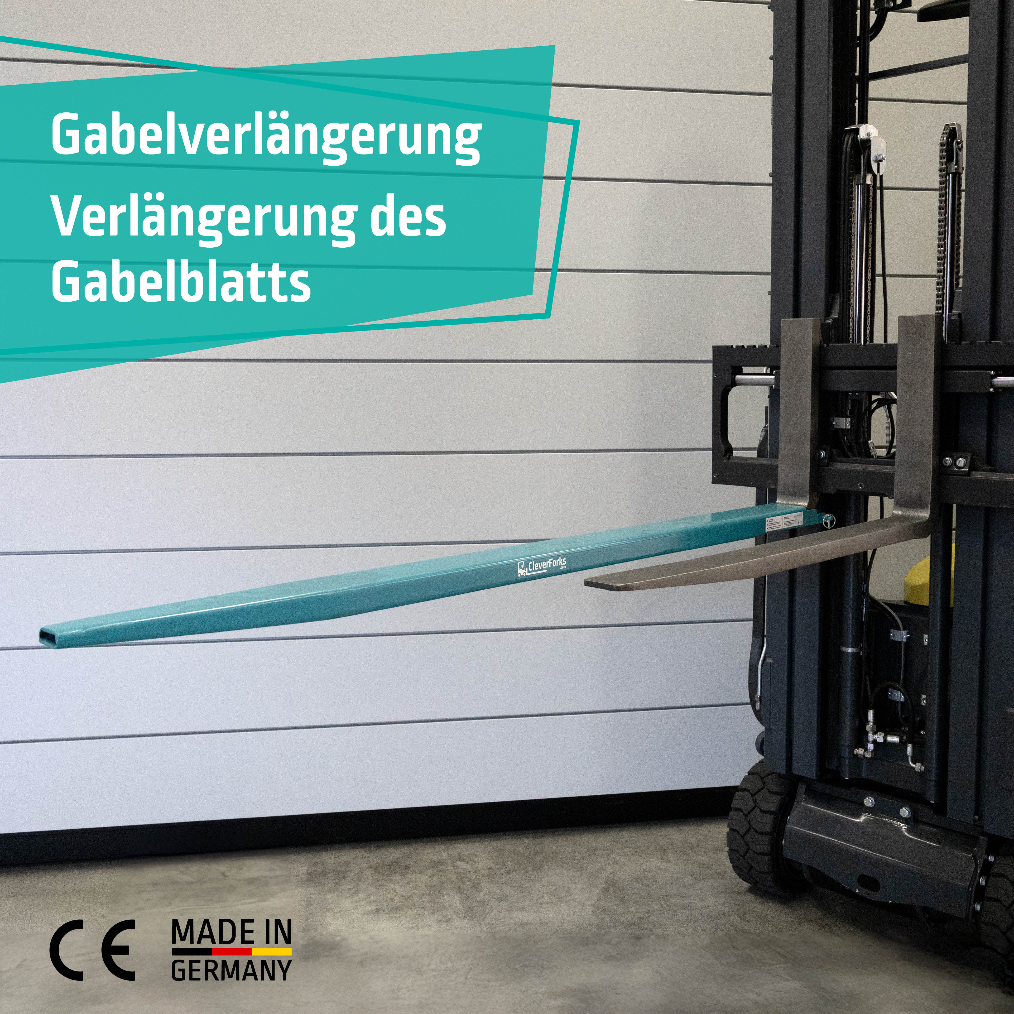 Gabelverlängerung auf Gabelzinken am Gabelstapler montiert