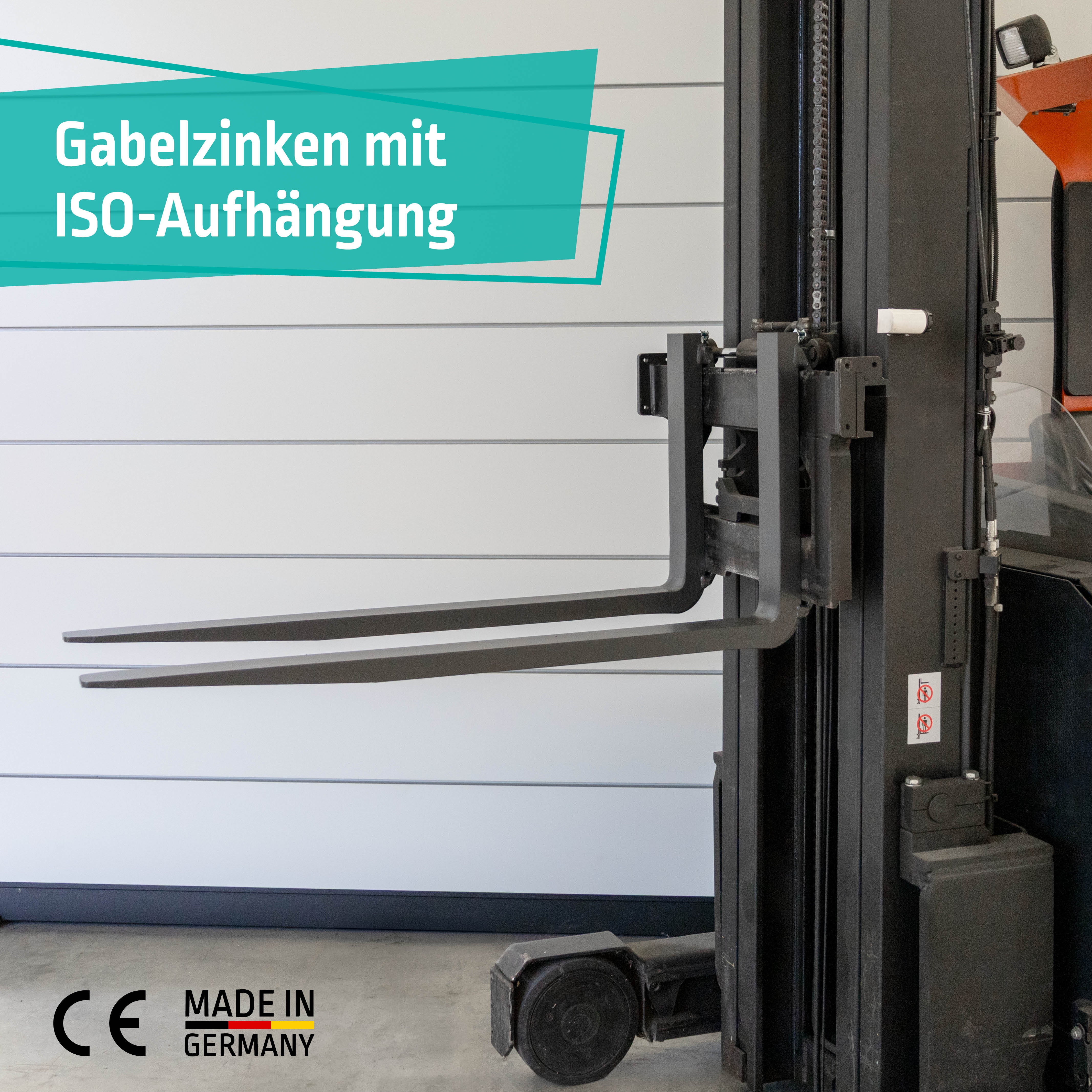 ISO FEM Gabelzinken am Gabelstapler montiert