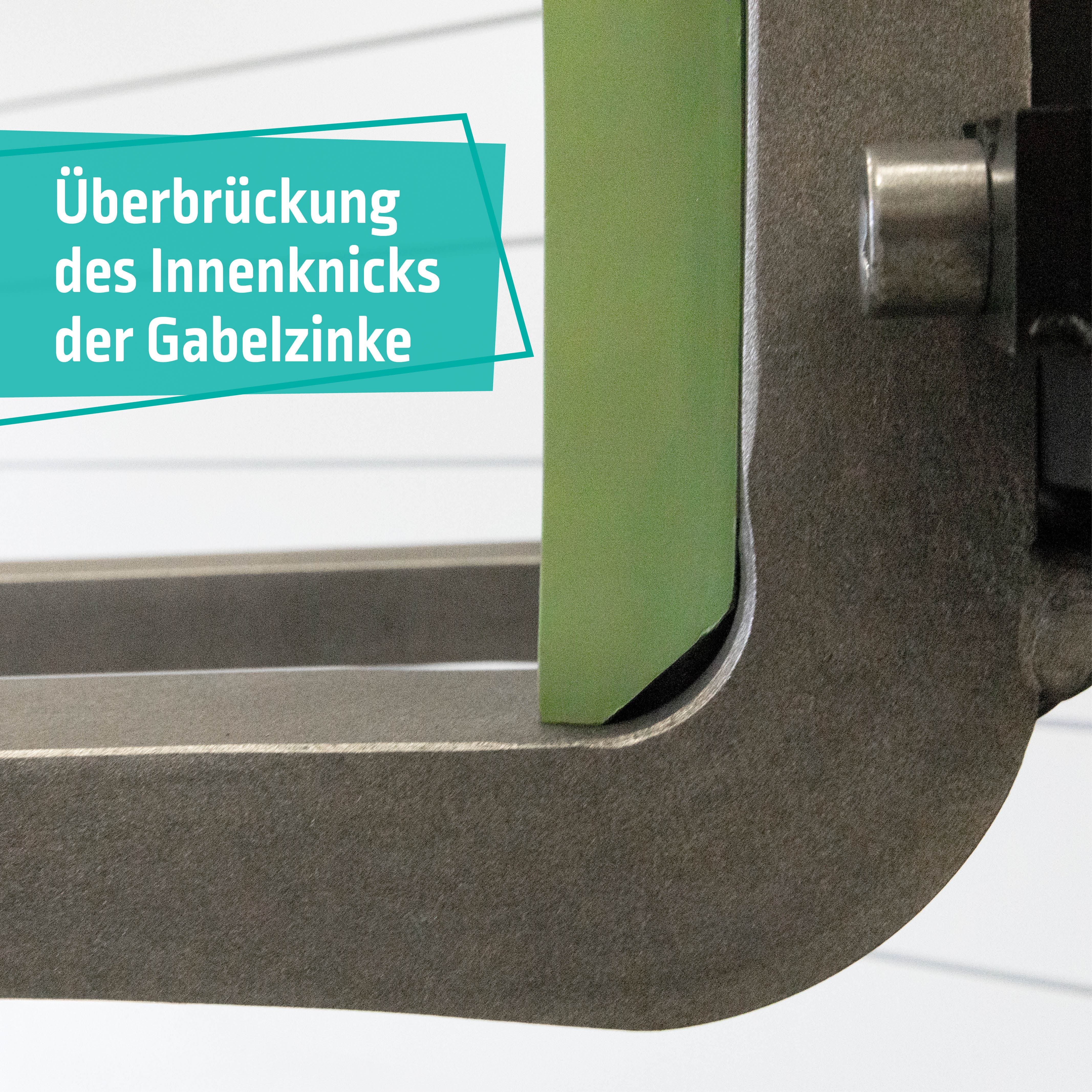 Anfahrschutz KOALA an der Gabelzinke, Detailansicht Innenknick