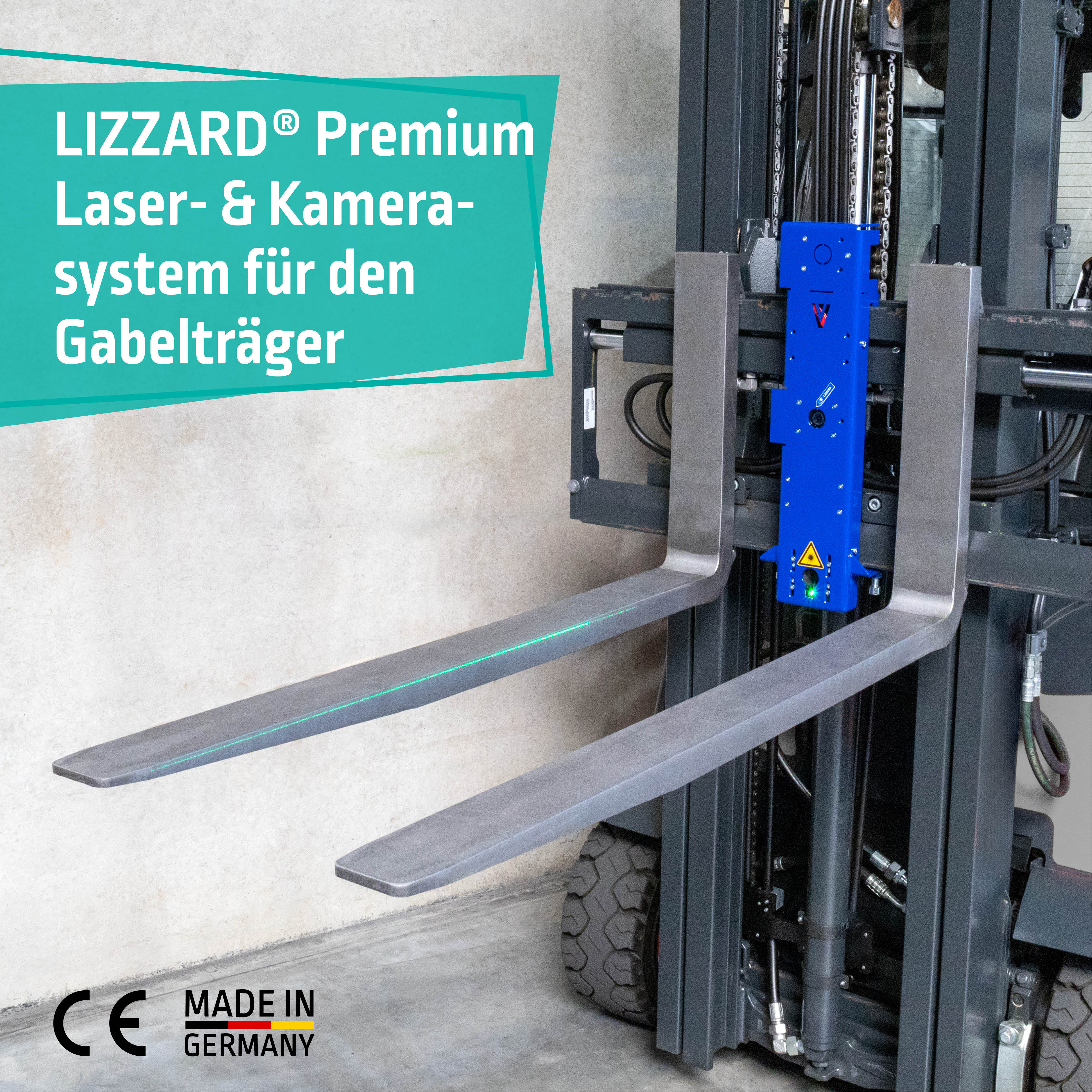 LIZZARD Premium Laser und Kamerasystem für Gabelträger