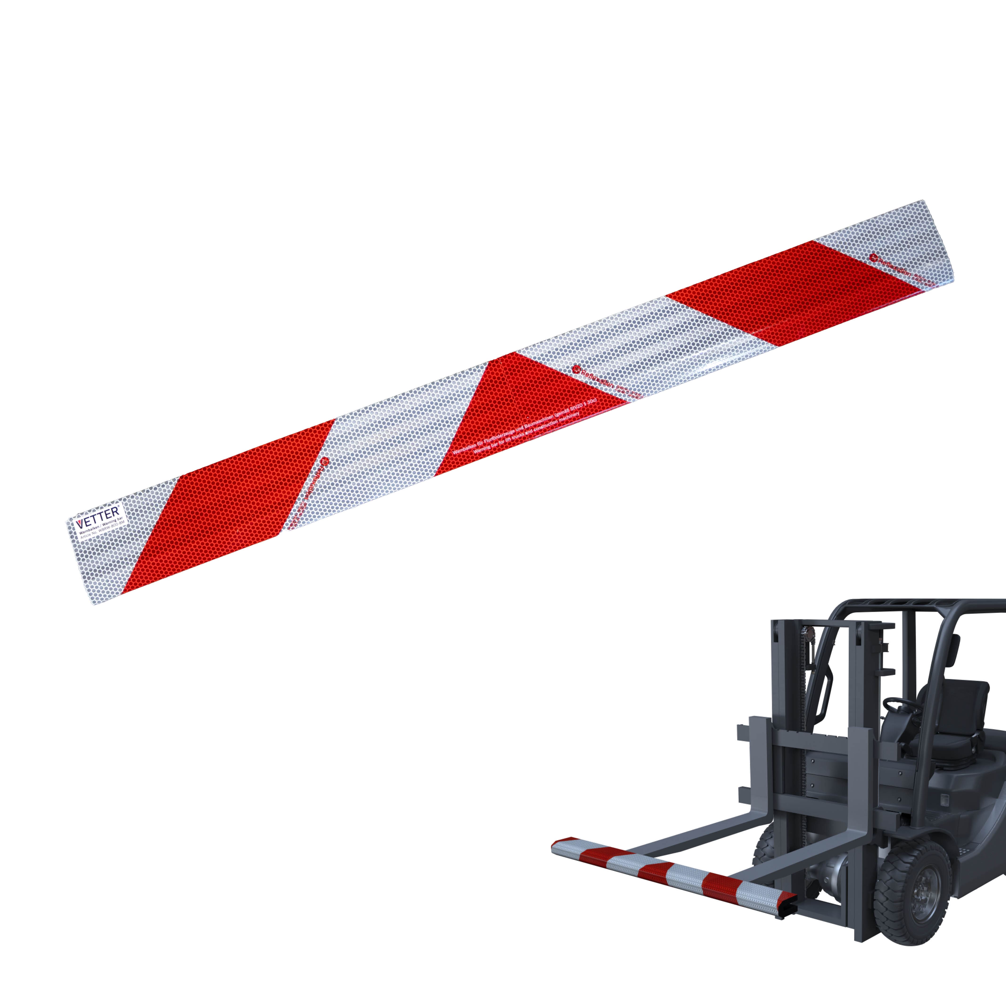 Warnbalken ZEBRA und Gabelstapler mit Montagebeispiel