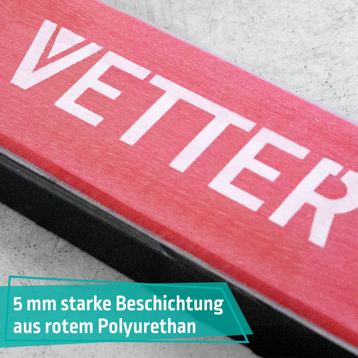 Detailansicht Beschichtung aus rotem Polyurethan