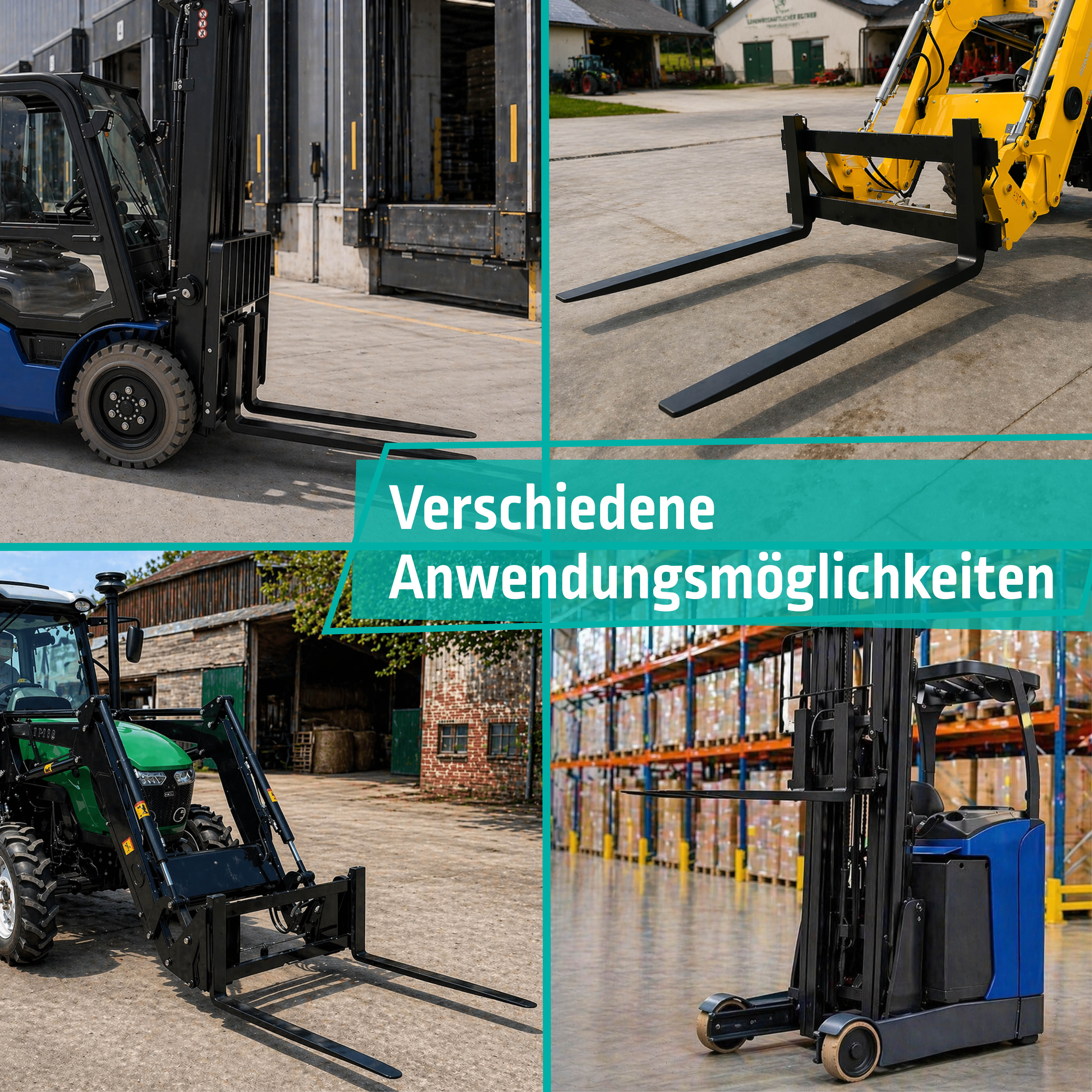 ISO FEM Gabelzinken montiert am Gabelstapler, Frontlader, Traktor, Hubwagen