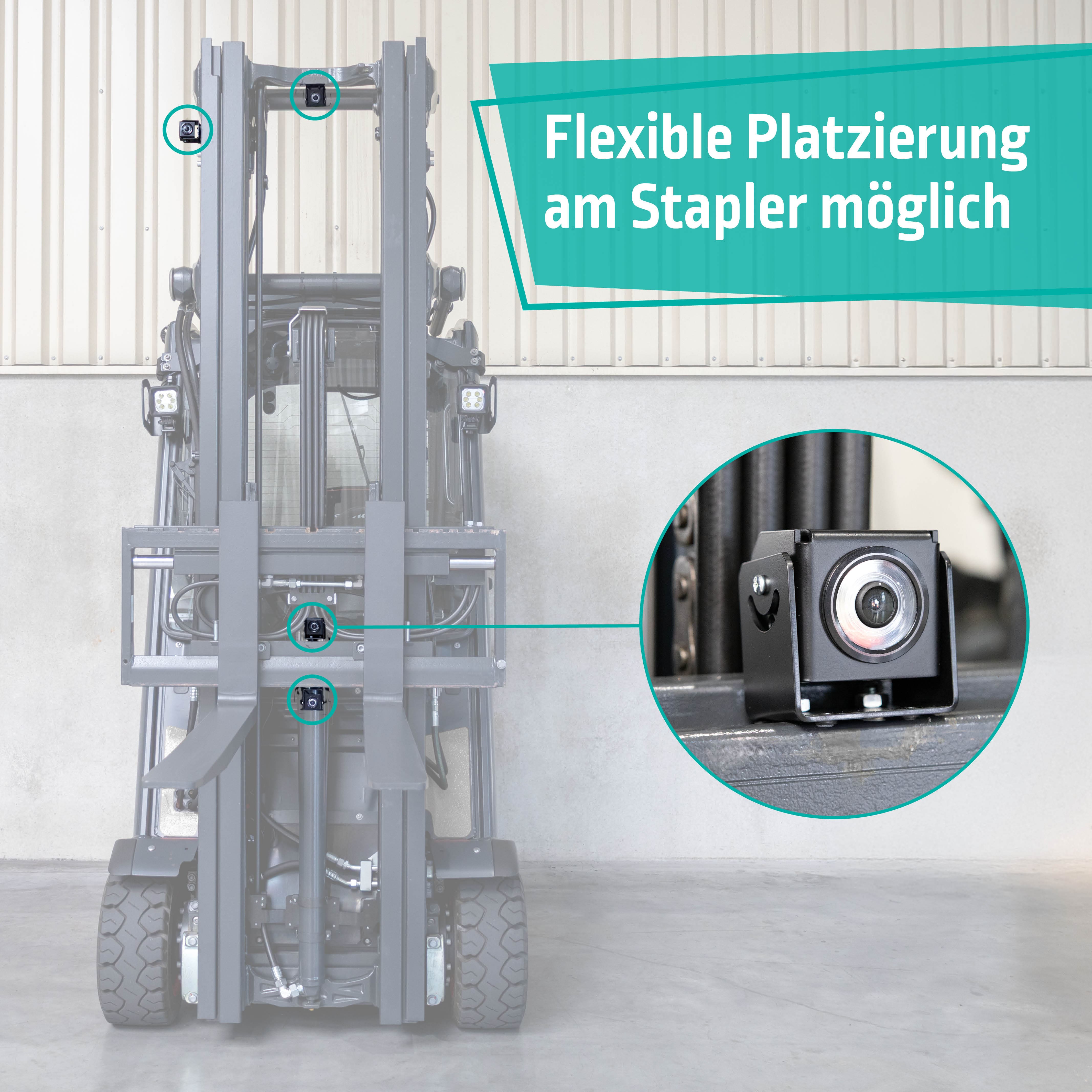 Flexible Platzierung der LUXX FC am Gabelstapler