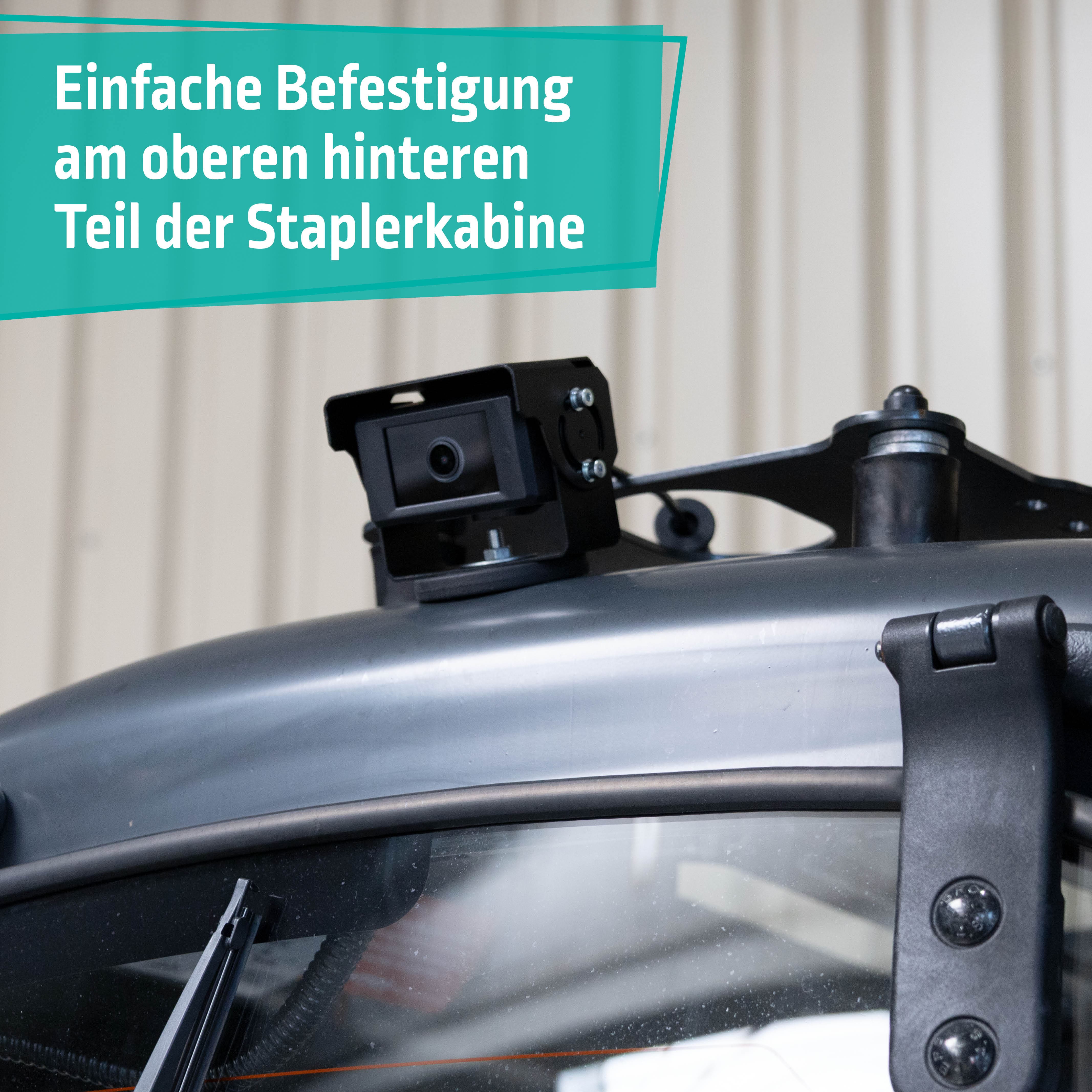 Montage LUXX RC am oberen hinteren Teil der Staplerkabine