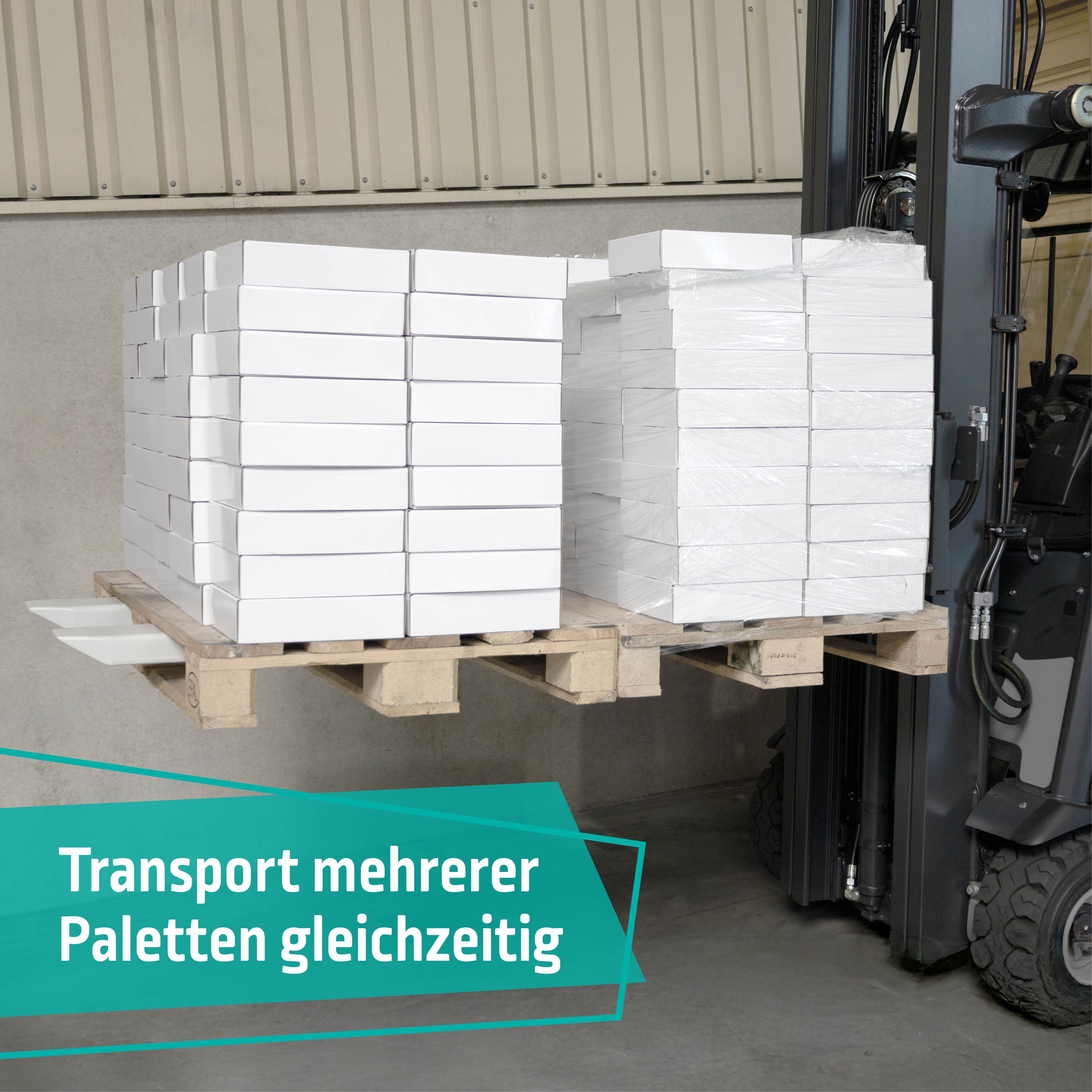 ManuTel Gabelverlängerung für den Transport mehrerer Paletten gleichzeitig