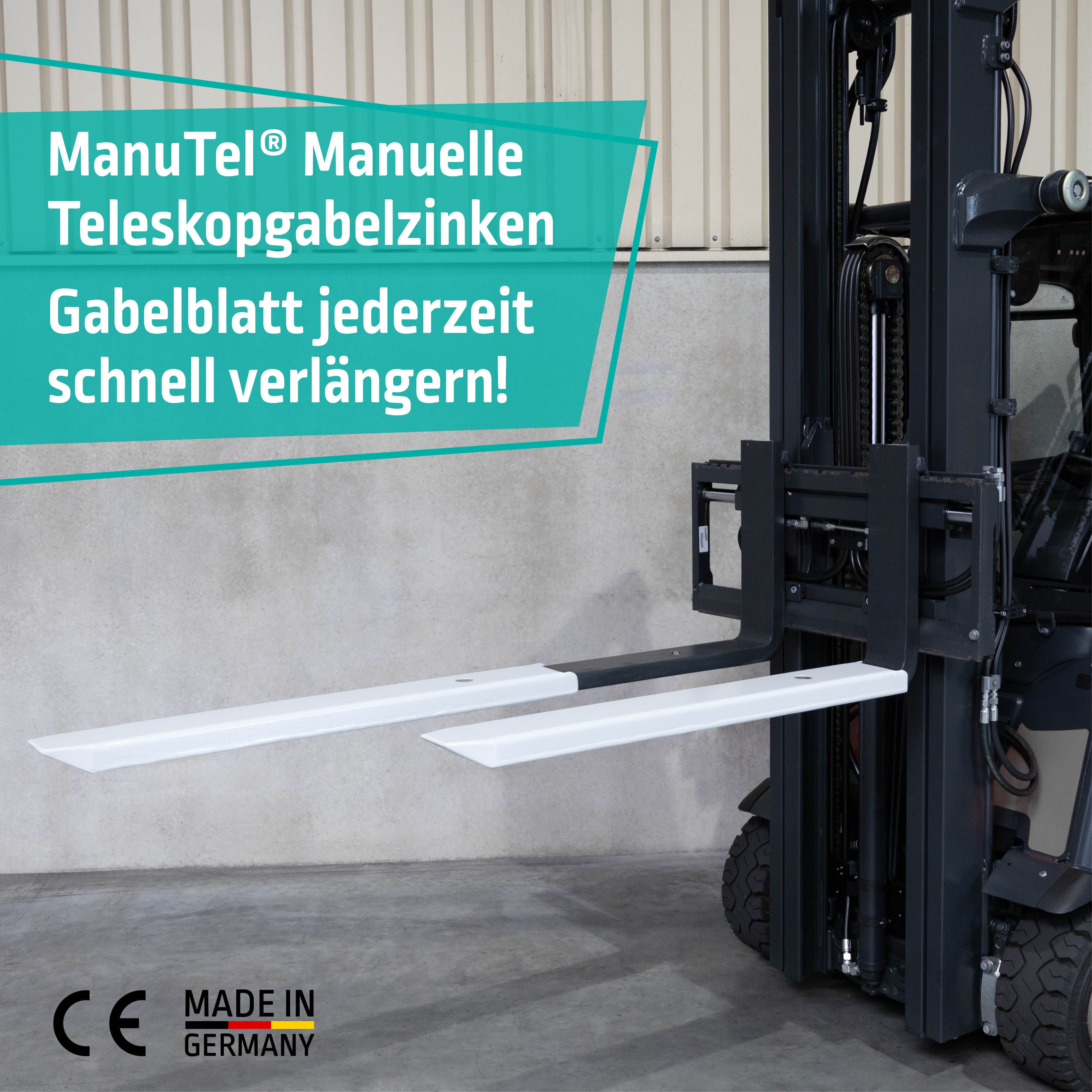 Manuelle Teleskopgabelzinken ManuTel zum Verlängern des Gabelblattes
