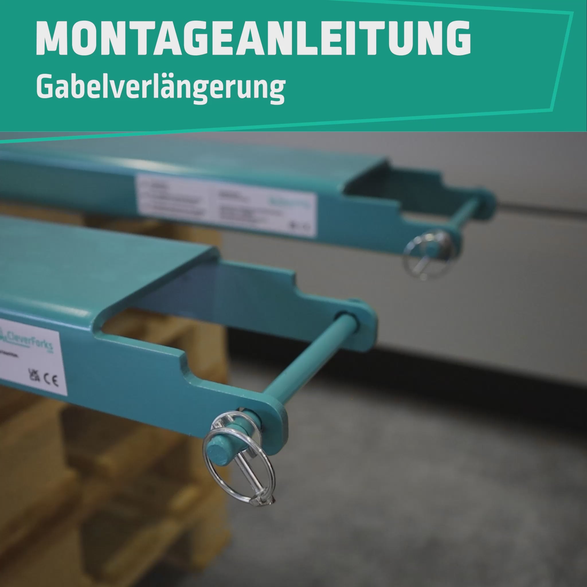 Montageanleitung Gabelverlängerung: Sicherung mit Verriegelungsbolzen
