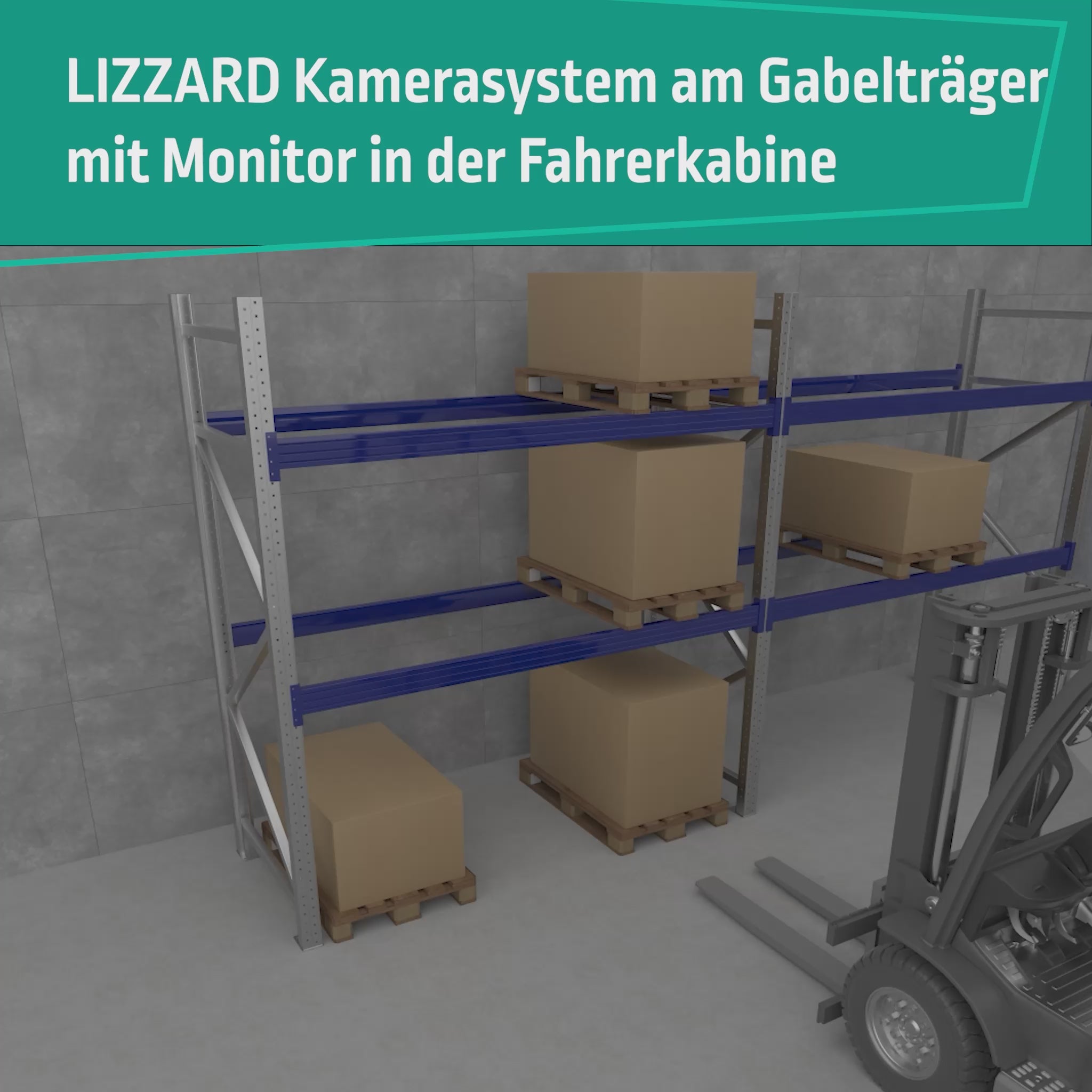 LIZZARD Cam: Einsatz Ladungsaufnahme mit Gabelträger Kamera