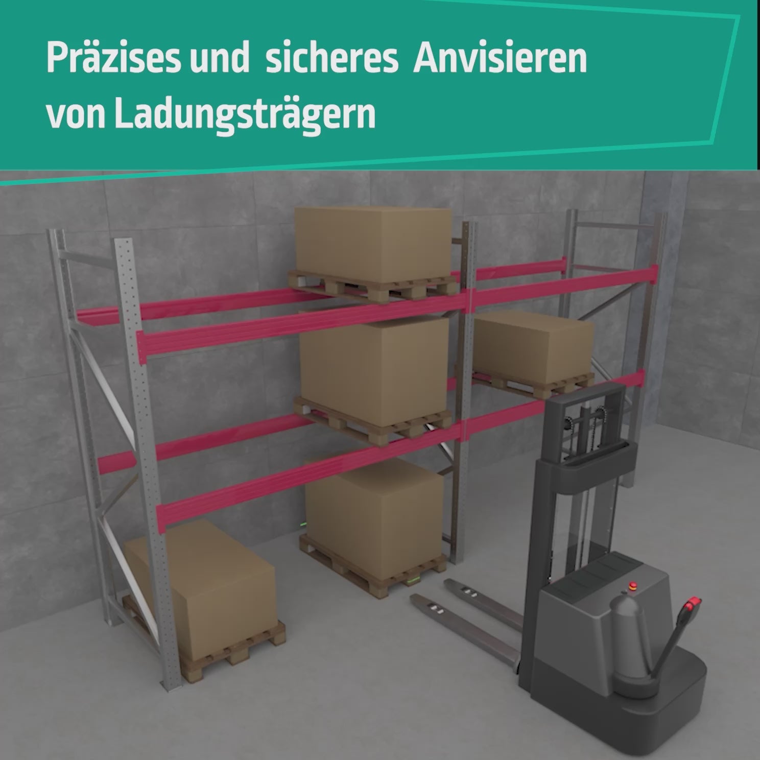 Zielhilfe COBRA, Anvisieren und Warenaufnahme im Hochregal